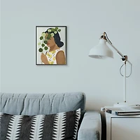 Stupell Industries Woman With Plant Green Fashion Modern Painting in Black Frame Wall Art