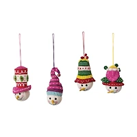 Hello Honey® 4 Pack Adorable Snowman Head Wool Felt Ornaments