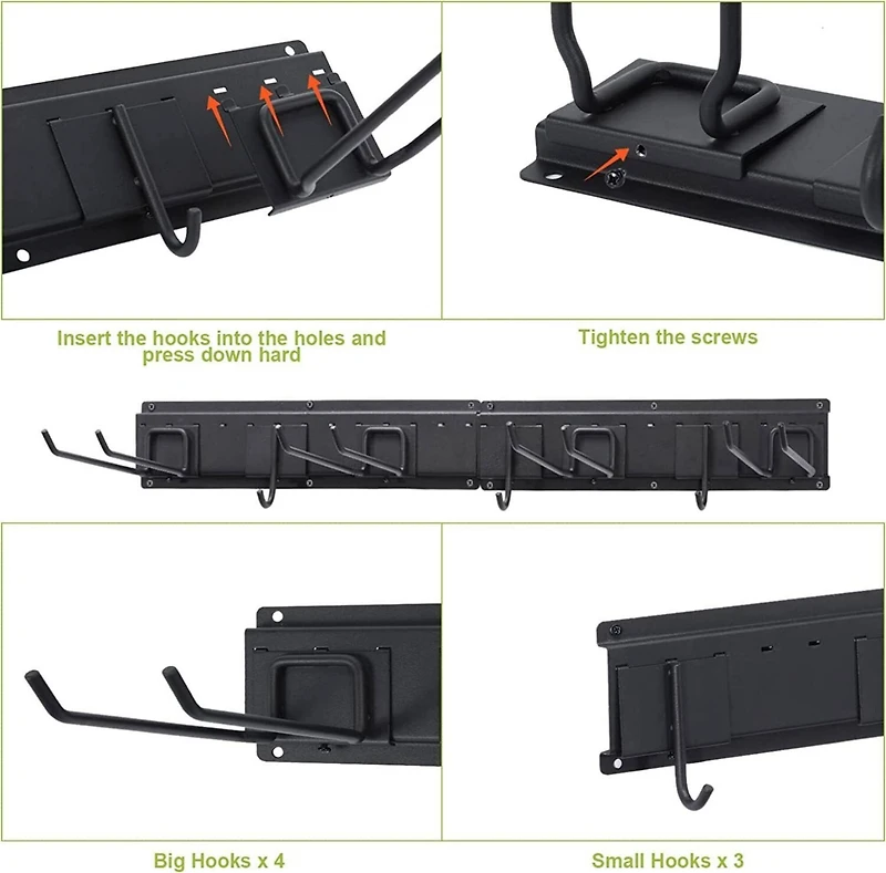 NEX™ 16.5" Black 7-Hook Garage Tool Wall Rack