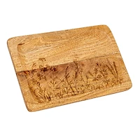 Hello Honey® 11.75" Mango Wood Tray with Laser Etched Botanicals