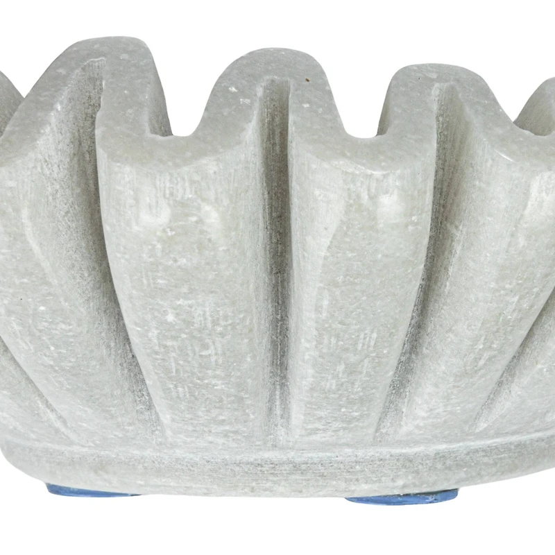 Hello Honey® 7" White Round Marble Pleated Dish