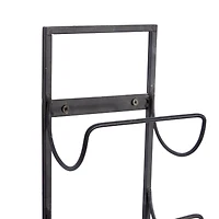 25" Black Metal Industrial Wine Holder Rack