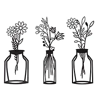 Habitat Decor 28" Wazon Black Botanical Vases Metal Wall Art Set