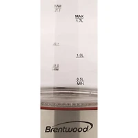 Brentwood 1.7L Red Cordless Tempered-Glass Electric Kettle