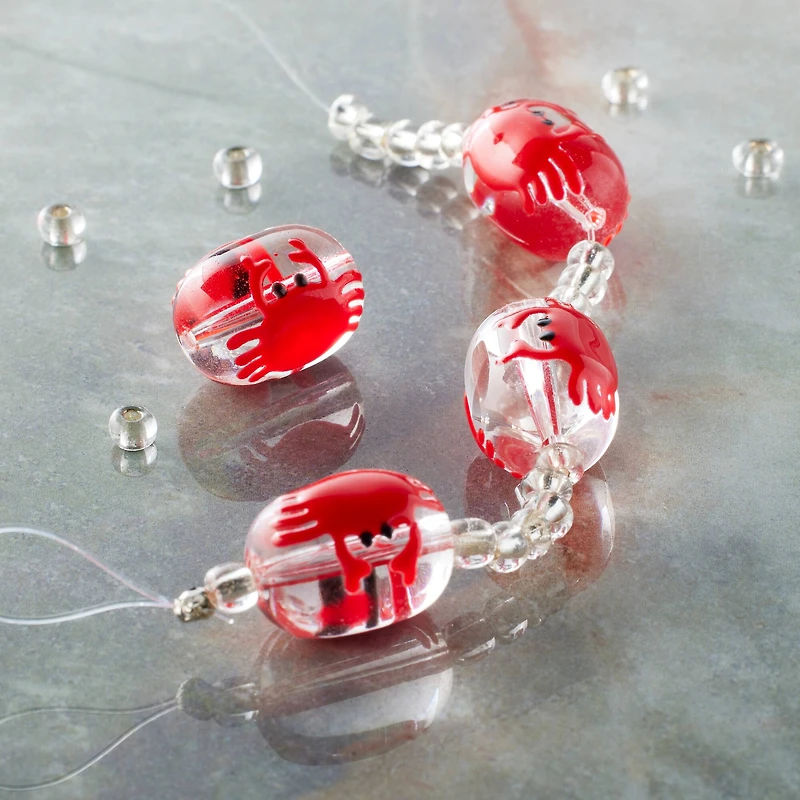 Red Crab Painted Glass Beads by Bead Landing™