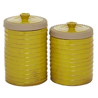 Yellow Ceramic Farmhouse Decorative Jar Set