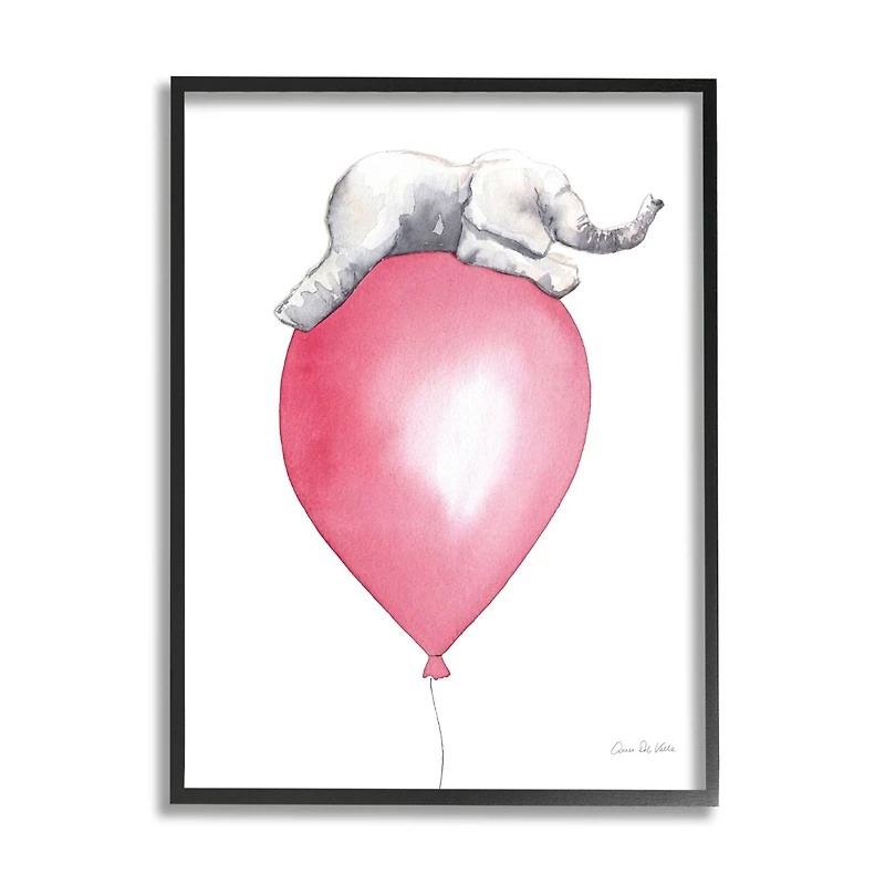 Stupell Industries Kids' Baby Elephant Sleeping on Large Red Balloon Framed Wall Art