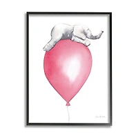 Stupell Industries Kids' Baby Elephant Sleeping on Large Red Balloon Framed Wall Art