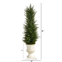 3ft. Cypress UV Resistant Artificial Tree in White Urn