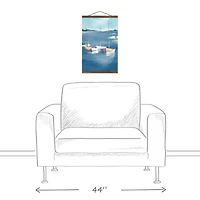 Four Sailboats Teak Hanging Canvas Wall Art
