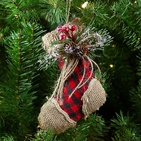 Red Plaid & Burlap Stocking Ornament