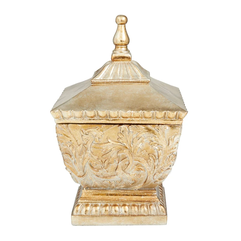 12" Gold Square Traditional Decorative Jar