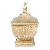 12" Gold Square Traditional Decorative Jar