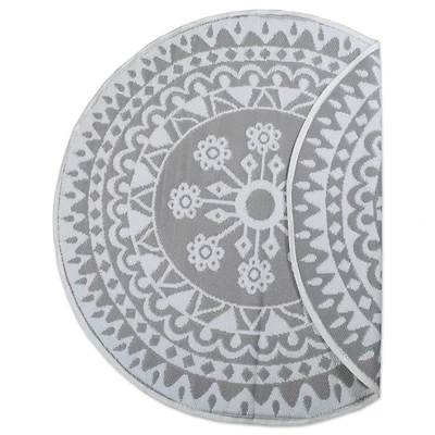 DII® Round Gray Floral Outdoor Rug, 5ft.