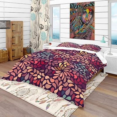 Designart 'Abstract Floral Pattern' Bohemian & Eclectic Bedding Set