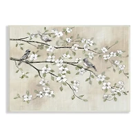 Stupell Industries Traditional White Cherry Blossom Birds Wall Plaque Art