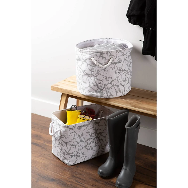 DII® Medium Round Marble White Polyester Bin