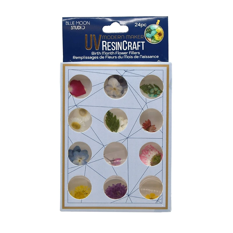 Blue Moon Studio™ UV Resin Craft 29mm Birth Month Flower Fillers, 24ct.