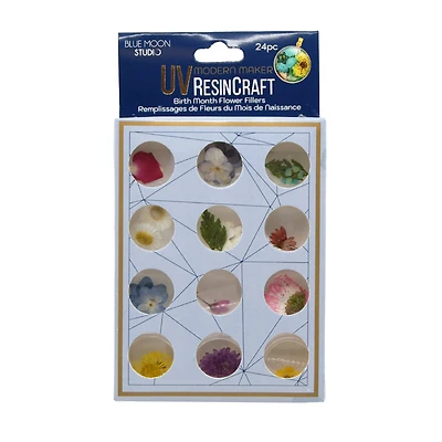 Blue Moon Studio™ UV Resin Craft 29mm Birth Month Flower Fillers, 24ct.