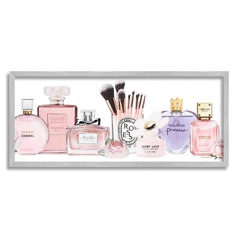 Stupell Industries Women's Fashion Fragrance Glam Accessories in Gray Frame Wall Art