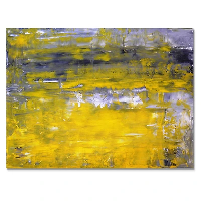 Designart - Grey and Yellow Abstract Art Painting