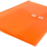 JAM Paper 9.75" x 13" Bright Orange Plastic Letter Button & String Tie Booklet Envelopes, 108ct.
