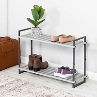 Honey Can Do Gray 2-Tier Tubular Shoe Rack