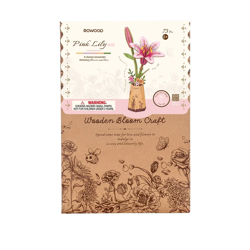 Rowood Pink Lily Wooden Bloom Craft