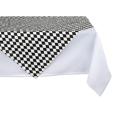 Black and Cream Harlequin Print Table Topper 40" x 40"
