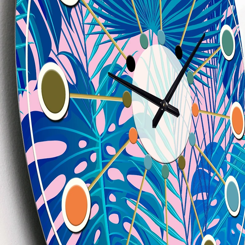 Designart 'Retro Floral Pattern V Mid-Century Modern Wall Clock