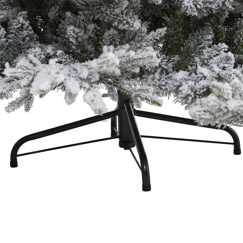 8ft. Pre-Lit Flocked Fraser Fir Artificial Christmas Tree with Warm White LED Lights