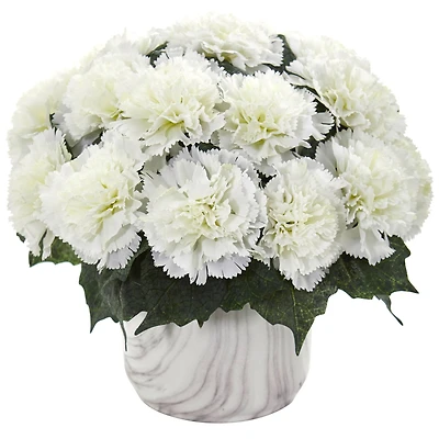 10" Carnation Arrangement in Marble Finished Vase