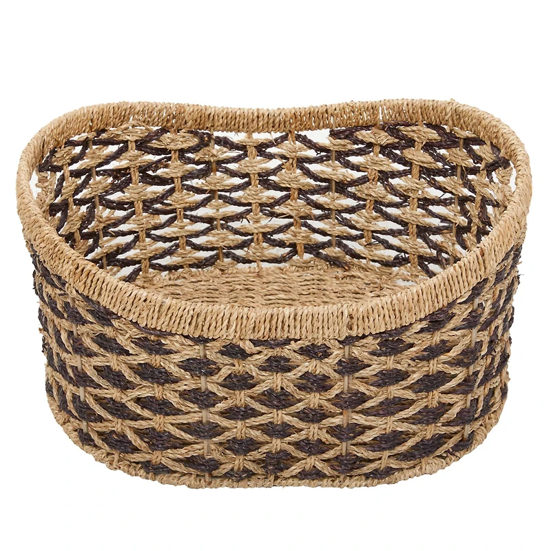 Brown Traditional Woven Sea Grass Storage Basket Set
