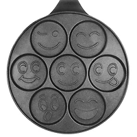 MegaChef 10.5" Happy Face Emoji Aluminum Nonstick Pancake Maker Pan with Cool Touch Handle
