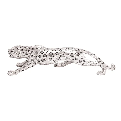 48" Silver Modern Leopard Sculpture