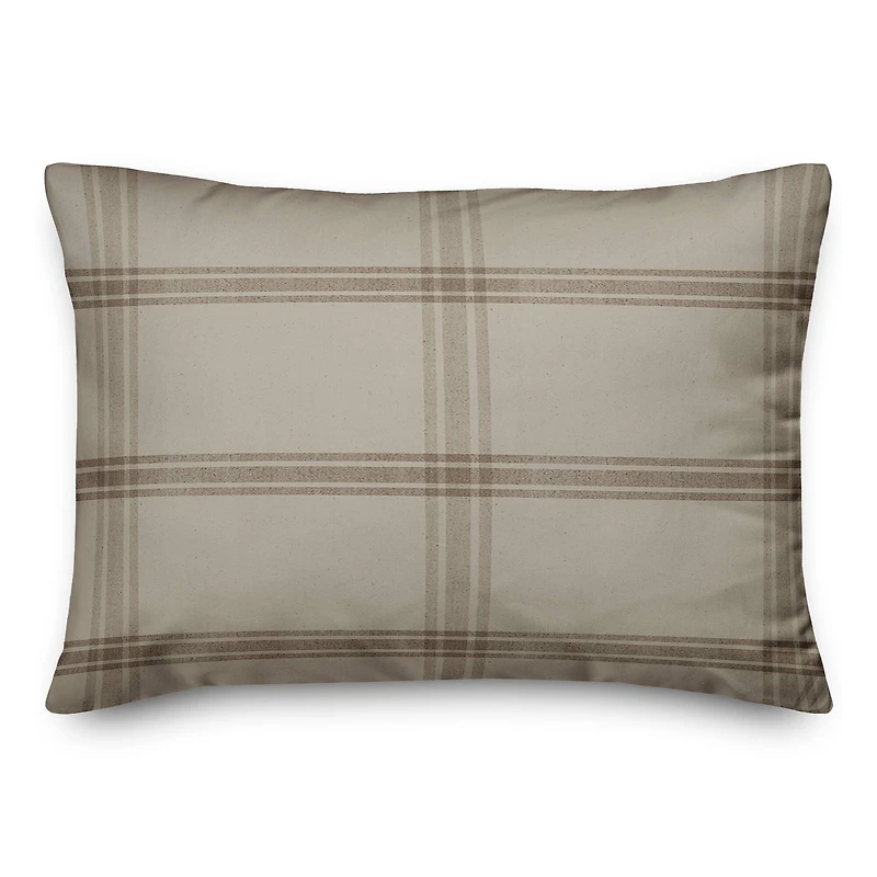 Autumn Fall Brown Plaid Throw Pillow