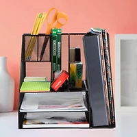 Mind Reader Black 8 Compartment Desktop Document Letter Tray