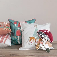 Hello Honey® 14" Embroidered Mushroom-Shaped Velvet Throw Pillow