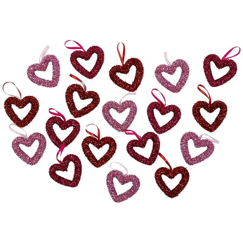 4" Shimmering Tinsel Hearts Valentine's Day Hanging Wall Décor, 18ct.