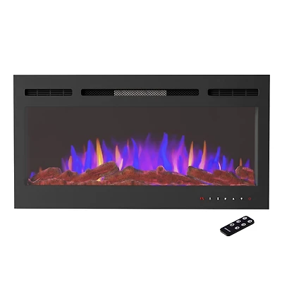 Hastings Home 36" Black Wall Mount Electric Fireplace
