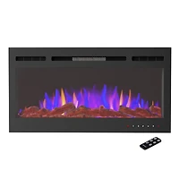 Hastings Home 36" Black Wall Mount Electric Fireplace