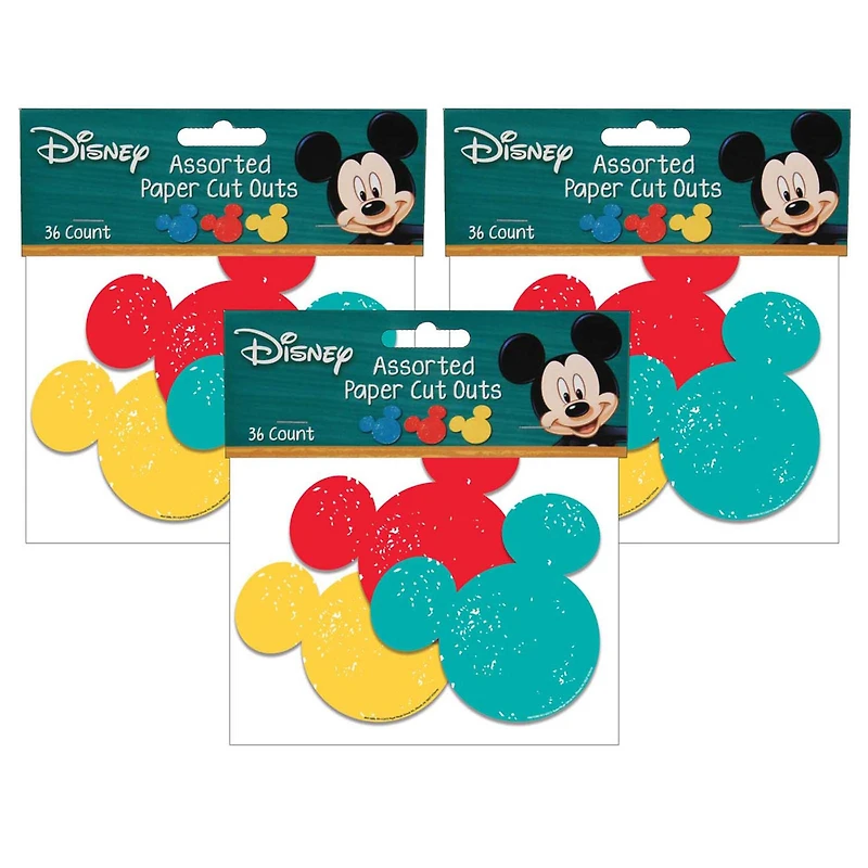 Eureka® Mickey Mouse® Paper Cut Outs, 3 Packs of 36