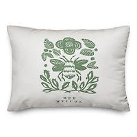 Bumblebee And Leaves Yellow 14" x 20" Throw Pillow