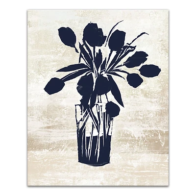 Navy Flower Vase 16" x 20" Canvas Wall Art