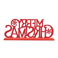 Glitzhome® 18" Red Metal Merry Christmas Table Décor