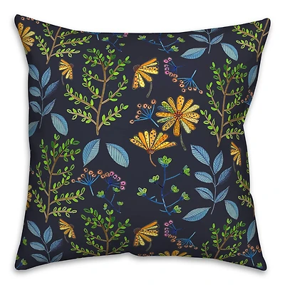 Summer Floral Print Throw Pillow