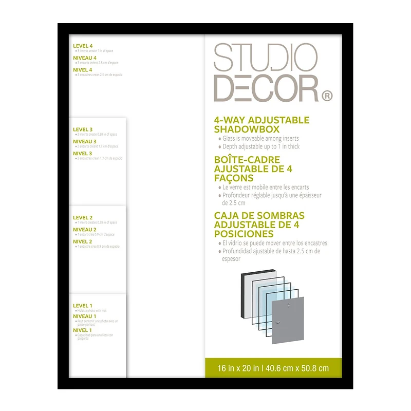 8 Pack: Black Adjustable-Depth 16" x 20" Shadow Box by Studio Décor®