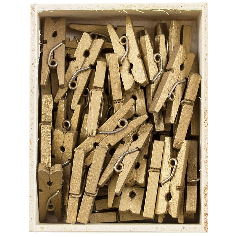 JAM Paper 7/8" Gold Wood Clothespins, 100ct.