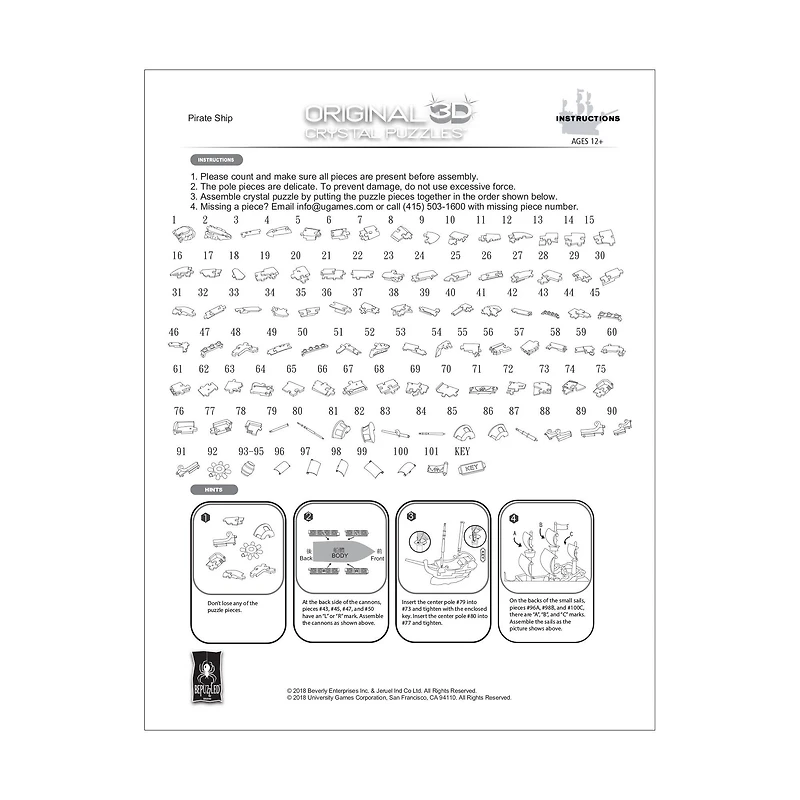 3D Crystal Puzzle - Pirate Ship (Brown): 101 Pcs