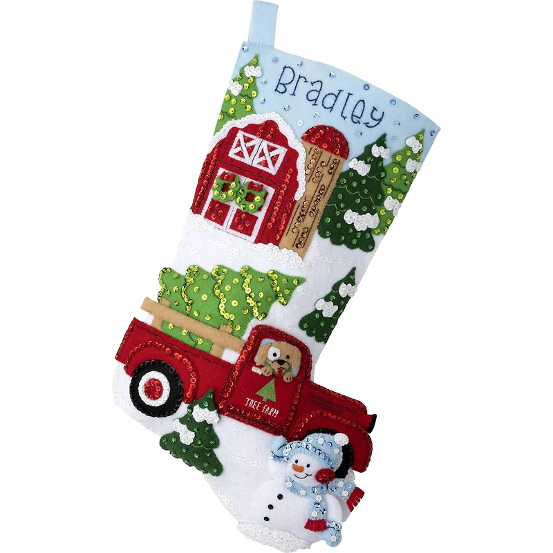 Bucilla® 18" Christmas at the Farm Felt Stocking Applique Kit